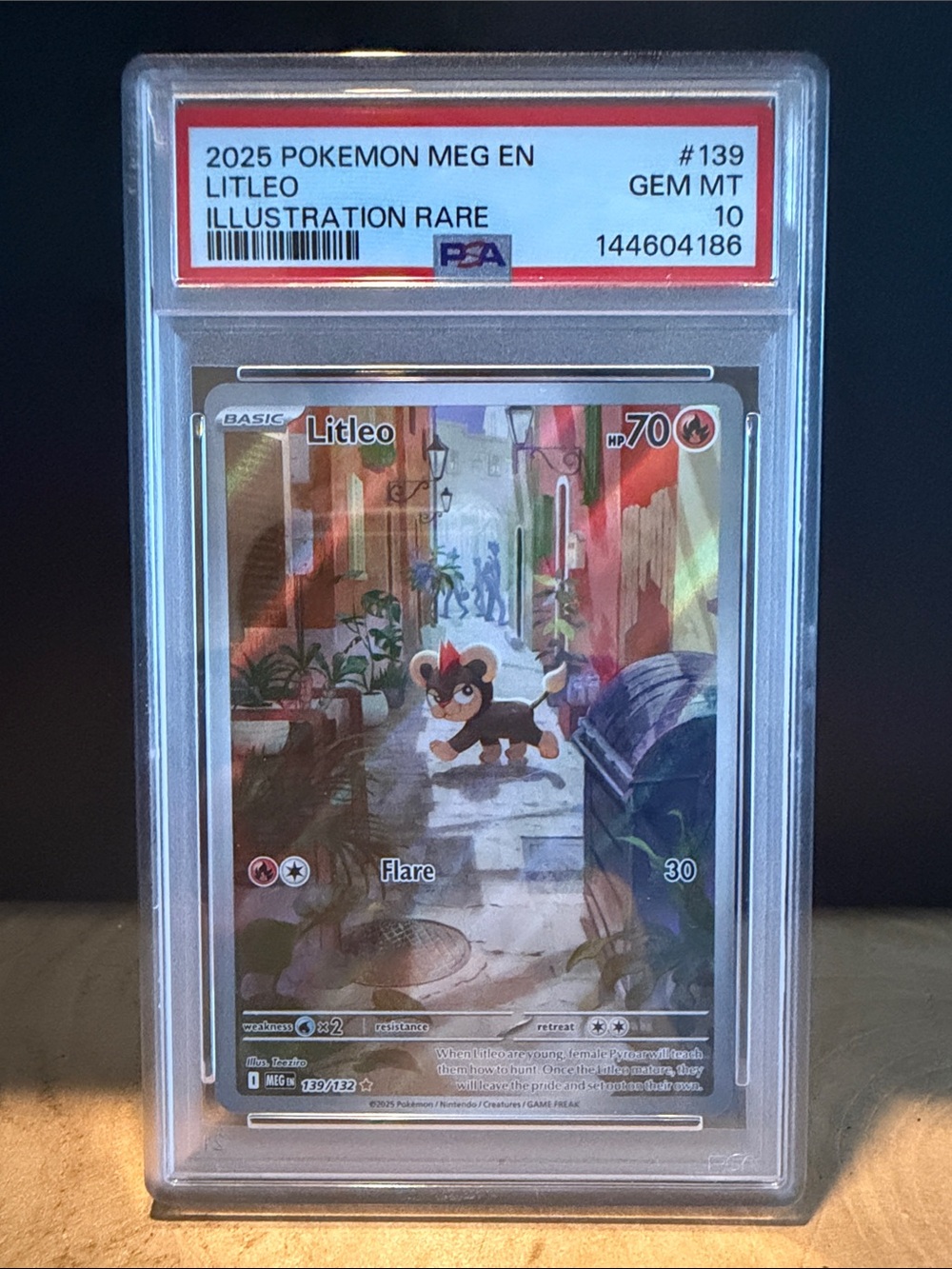 PSA 10 Pokemon Litleo Illustration Rare Holo Card - Red, Brown, Blue